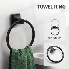 4 Pieces Matte Black Bathroom Hardware Accessories Set 24 Inch Towel Bar Towel