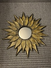 Pier 1 Sunburst Sunflower Metal Wall Mirror 26.5″ Bronze Tone