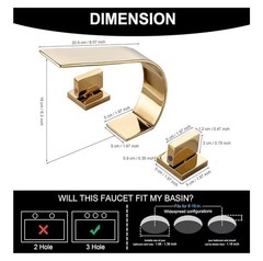 Becola Gold Color Wide Spread Faucet Modern Low Arch Thin New