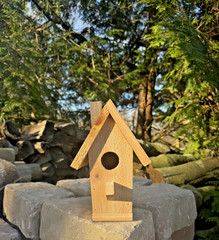 Handmade Cedar Birdhouse w/ Chimney Rustic Outdoor Wren Chickadee Nest Box