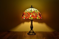 Retro Tiffany Table Lamp Sunflower Style Stained Glass Bedside Lamp H 18″ H 14″
