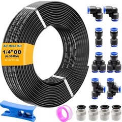 Air Line Tubing Kit,1/4″ Air Hose,1/4″ (6.35MM) OD 32.8FT Polyurethane PU Air