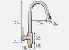 Kitchen Sink Faucet Brushed Nickel Single Handle Swivel Pull Down Sprayer Mixer