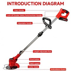 Cordless Electric Weed Lawn Eater Edger Yard Grass String Trimmer Cutter mower