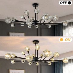 18-Light Modern Crystal Chandelier LED Sputnik Pendant Fixture Ceiling Lighting