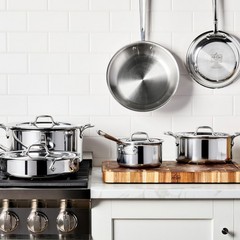 All-Clad D3® Tri-Ply Stainless-Steel 10-Piece Cookware Set, with 3-Qt. Saucepan,