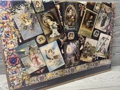 Victorian Christmas Cards in Blue Large Poster Print 27” X 19.75” Milner 1993