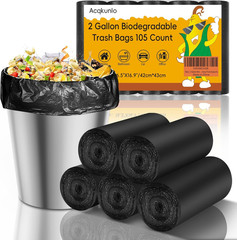 2 Gallon Mini Trash Bag Black-Biodegradable – Small Garbage Bags for Bathroom Ca
