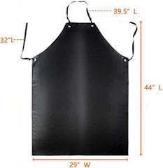 Waterproof Rubber Vinyl Apron Black – 43Hx29W Inch Adjustable Long Black Lightwe