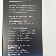LG LT1000P Water Filter Replacement Cartridge LT1000PC/PCS ADQ747935 SFN