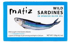 Matiz Sardines in Olive Oil 4.2 Ounce Can Pack of 5 Spanish Gourmet Wild Caug…