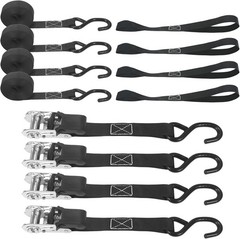 Rhino USA Retractable Ratchet Straps (4-Pack) – 1 Inch x 15 Feet (1,650lb Break