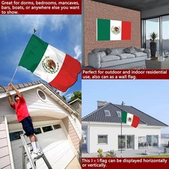 Embroidered Mexican Flag 3×5 FT 210D Heavy Duty Polyester Outdoor Mexico Flag