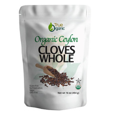 True Organic Ceylon Cloves Whole, 1 lb, Premium Grade, USDA Organic & Kosher Cer