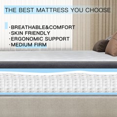 10″12″14″ Gel Memory Foam Mattress Innerspring Twin Full Queen King Bed in A Box