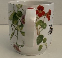 Anthropologie Monarch Monogram Mug “K” Raised Bees Floral, 14 oz, Colorful!