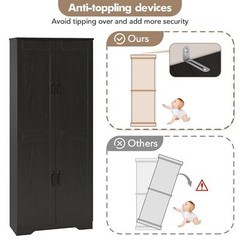 Tall Kitchen Pantry Cabinet, 60” Storage Cabinet w/2 Doors & Adjustable Shelves