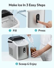Ice Maker Countertop 26.5Lbs Per Day Bullet Ice 9 Cubes 6 Mins Auto Cleaning