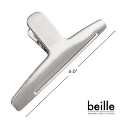 Beille 6 Inch Jumbo Stainless Steel Magnetic Bag Clip, Kitchen Clips (2 Pack)