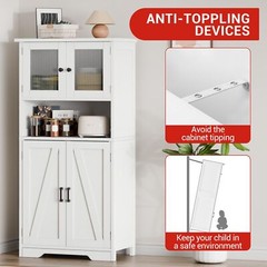 50″ Kitchen Storage Cabinet Pantry Cupboard with 4 Doors & Adjustable Shelves