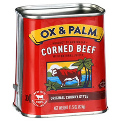 Ox & Palm Corned Beef original chunky Style in Tapered Can 11.5 oz can….