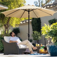 7.5/9/10/11FT Patio Umbrella Market Table Umbrella Outdoor w/Push Button Tilt
