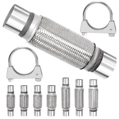 Swpeet 3Pcs 2.5 x 7.9 Inches Exhaust Flex Pipe with 2.5 Inches 2.5″X8″/12″