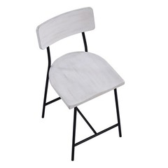 Comfort Pointe Bari 24.25″ Metal/Wood Counter Stool in Whitewash/Black
