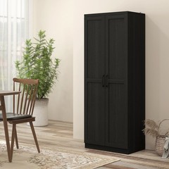 63″ Rustic 2-Door Kitchen Freestanding Storage Cabinet Pantry Shelves, Brown