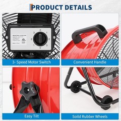 24 in Industrial Floor Fan with Adjustable 3 Speed 4800-8800 CFM Cooling