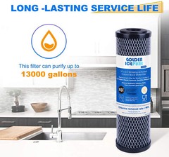 2.5″ x 10″ Whole House CTO Carbon Sediment Water Filter, GOLDEN ICEPURE, 4PACK