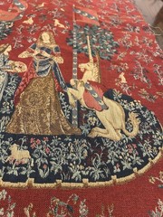 Vintage Tapestry The Lady & The Unicorn 26.5”x 46” Medieval Unfinished & Unframe