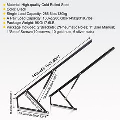 4.6FT Bed Lift Mechanism, Pneumatic Gas Spring, 286.6-319.7lbs Capacity, Storage