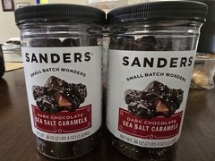 Sanders Dark Chocolate Sea Salt Caramels Two Pack – 36 oz Jars (2) Candy Exp 27
