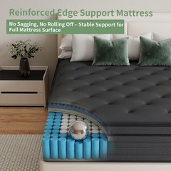 12″ 14″ Mattress in a box Twin Full Queen King Hybrid Spring Medium Firm Black