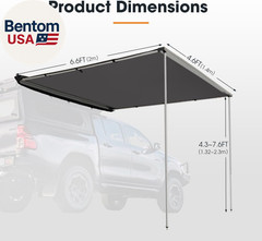 Sanhima Vehicle Awning 4.6Ft X 6.6Ft – Roof Rack Pull Out Side Awning 30Ft² Sun