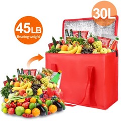 Insulated Reusable Grocery Bags, X-Large Freezer Cooler Bag with Top, Caterin…