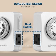 DEWENWILS Indoor Outlet Timer 2 Pack, 24Hr Programmable, 1875W,Grow Light & Lamp