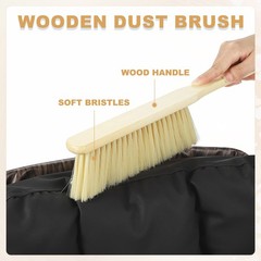 2pcs Wooden Dust Brush 14 Inch Hand Broom Cleaning Brush Soft Bristle Yellow