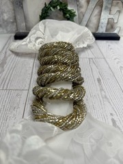 Set of 7 Vintage Beaded Napkin Rings with Tiny Seed Beads Silver Gold India EUC