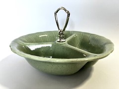 Candy / Nut Dish Vintage Retro California Pottery Sage Green Divided Lane & Co.