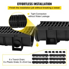 VEVOR Drainage Trench Driveway Channel Drain Kit Plastic Grate-5.8″x5.2″-6 Pack