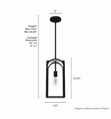 Hunter 19738 Dukestown 7.5″ 1-Light Mini Pendant Natural Iron Silver Leaf