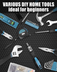 144-Pc Home Tool Kit – Basic Household Repair Set w/ Hammer, Pliers, Wrenches