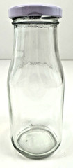 10 oz. Glass Milk Bottles Reusable with Lids and Red & White Straws Lot of 6