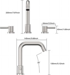 Brushed Nickel Bathroom Faucet 3 Hole Wide-spread 8 Inches with Supply Lines