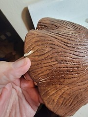 VTG CALIFORNIA POTTERY USA 610 RED FALL COLORS CANDY NUT DISH