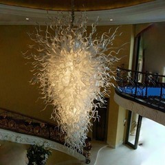 Classic White Large Handmade Blown Glass Chandelier Lighting Pendant W32″xH60″