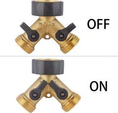 Garden Hose Splitter 2 Way Heavy Duty, Brass Faucet Adapter 3/4”, Yellow
