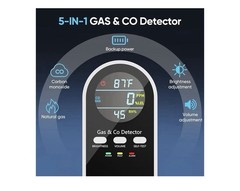 5-in-1 Carbon Monoxide Detectors Natural Gas Leak Detector 3 Pack New